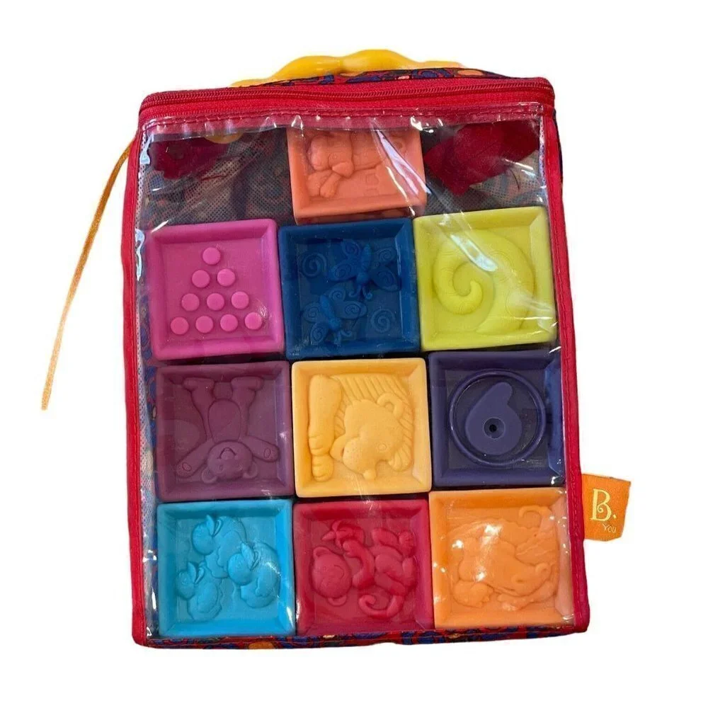 B Surprised B You Soft Squeezable Building Blocks - Set of 10 w/ Carrying Case